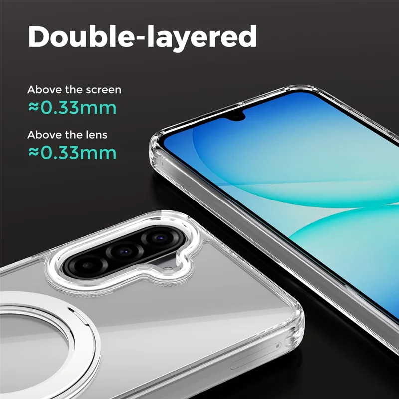 ABEEL Q-LUCK For Samsung Galaxy A17 5G  /  4G Magnetic Case Rotating Kickstand Shockproof TPU + PC Phone Back Cover - Silver