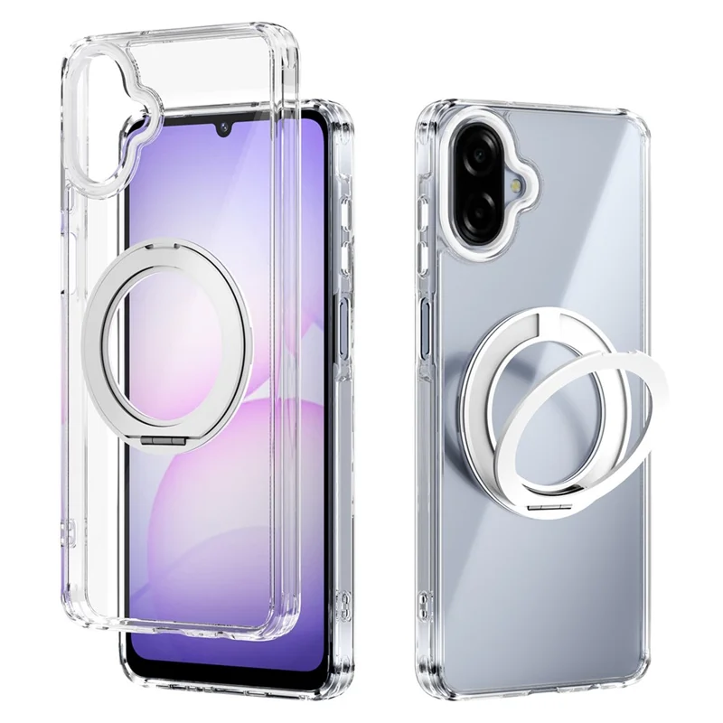 ABEEL Q-LUCK For Samsung Galaxy A07 5G / A07 4G Magnetic Case Rotating Kickstand Shockproof TPU + PC Phone Back Cover - Silver