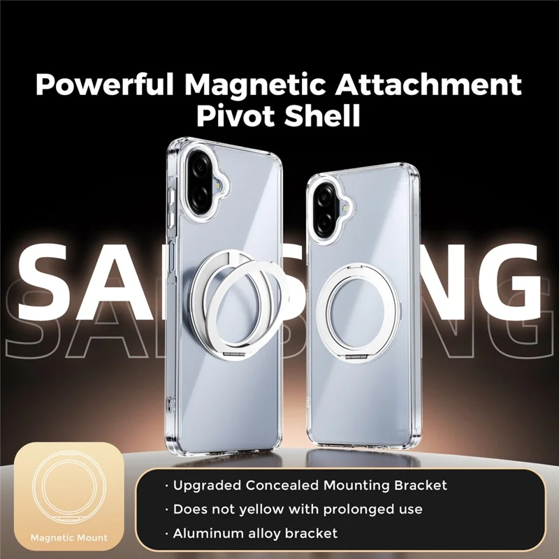 ABEEL Q-LUCK For Samsung Galaxy A07 5G / A07 4G Magnetic Case Rotating Kickstand Shockproof TPU + PC Phone Back Cover - Silver