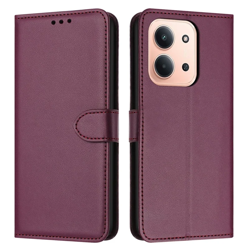 Leather Case for Xiaomi Redmi 15C 4G (EU) (173mm) / 15C 5G (EU) (173mm) / Poco C85 4G (173mm) Stand Wallet Phone Cover with Strap - Purple