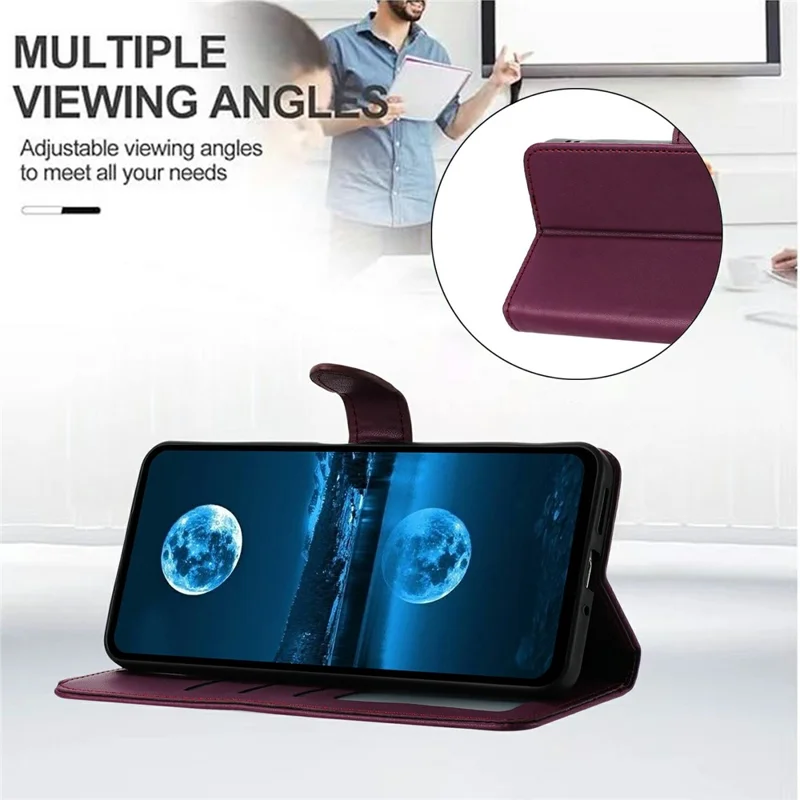 Leather Case for Xiaomi Redmi 15C 4G (EU) (173mm) / 15C 5G (EU) (173mm) / Poco C85 4G (173mm) Stand Wallet Phone Cover with Strap - Purple