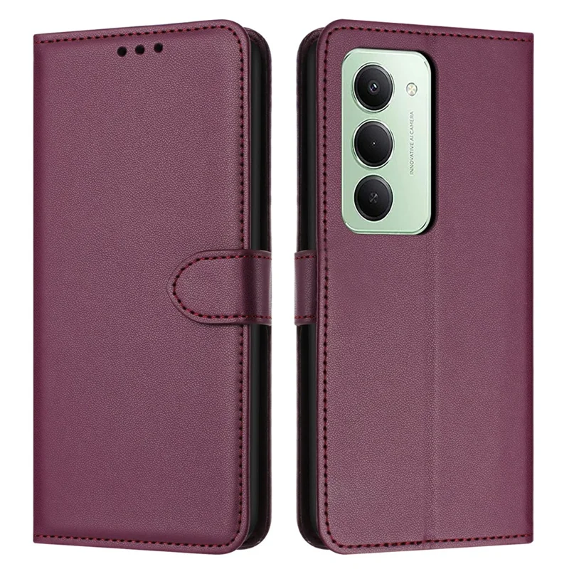 For Xiaomi Redmi 15 4G (EU) (171mm) Case Stand Wallet Leather Phone Cover with Strap - Purple