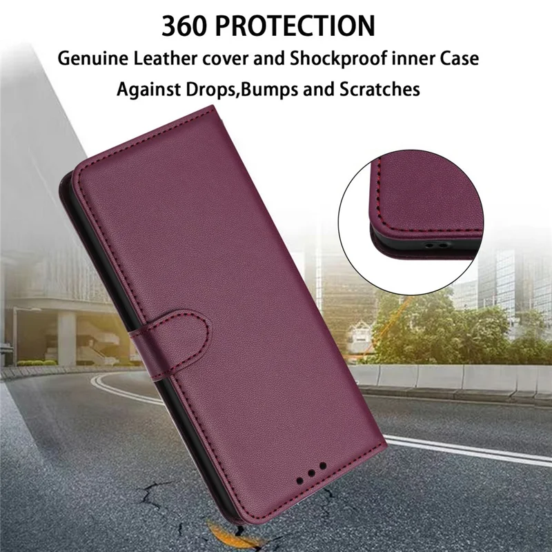 For Xiaomi Redmi 15 4G (EU) (171mm) Case Stand Wallet Leather Phone Cover with Strap - Purple