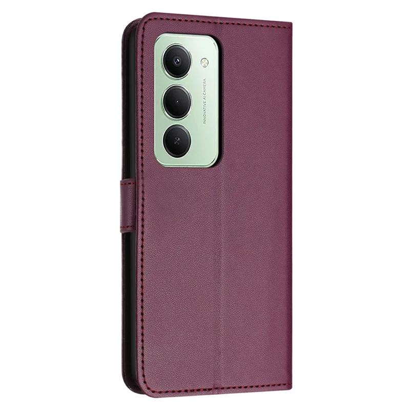 For Xiaomi Redmi 15 4G (EU) (171mm) Case Stand Wallet Leather Phone Cover with Strap - Purple