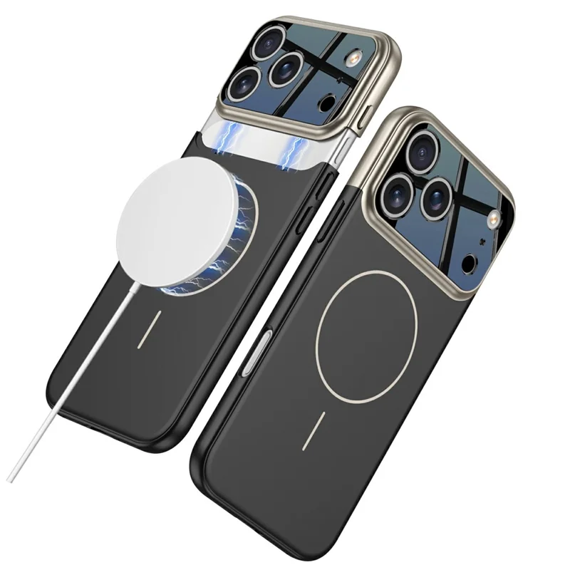 GKK For iPhone 17 Pro Case Detachable Camera Frame Contrast Color PC Phone Cover Compatible with MagSafe - Grey / Black