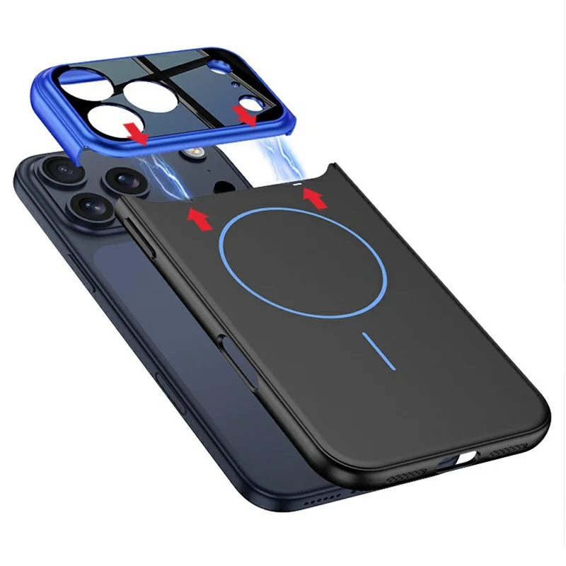 GKK For iPhone 17 Pro Case Detachable Camera Frame Contrast Color PC Phone Cover Compatible with MagSafe - Grey / Black