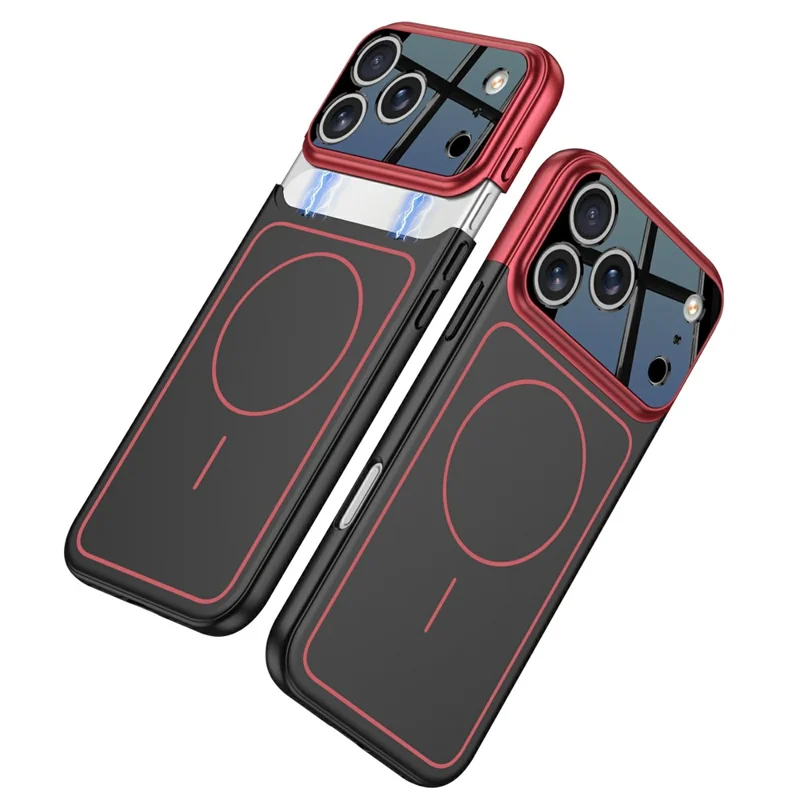 GKK For iPhone 17 Pro Case Detachable Camera Cover Contrast Color Frame Line PC Phone Shell Compatible with MagSafe - Red / Black