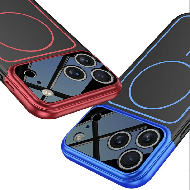 GKK For iPhone 17 Pro Case Detachable Camera Cover Contrast Color Frame Line PC Phone Shell Compatible with MagSafe - Red / Black