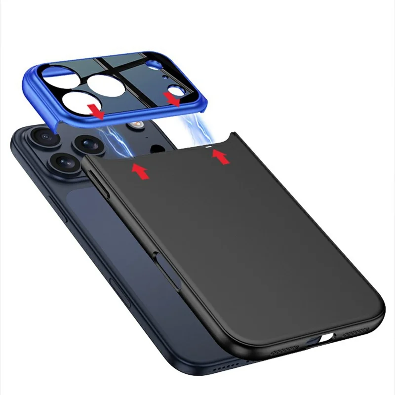 GKK For iPhone 17 Pro Max Case Detachable Camera Frame Contrast Color PC Phone Cover - Blue / Black