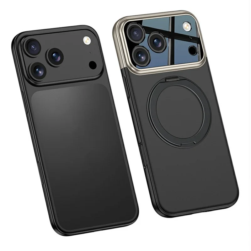 GKK For iPhone 17 Pro Case Detachable Camera Frame Contrast Color Magnetic Rotary Kickstand PC Phone Cover - All Black