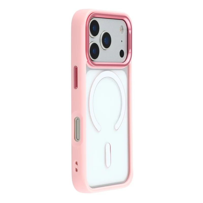 Capa de Telefone Transparente para iPhone 17 Pro Max Compatível com MagSafe, Capa Traseira de PC TPU - Rosa