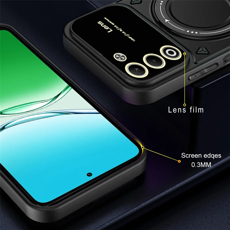 For Oppo A5 5G hylse med roterende magnetisk stander PC + TPU telefonbeskyttelse - Sort