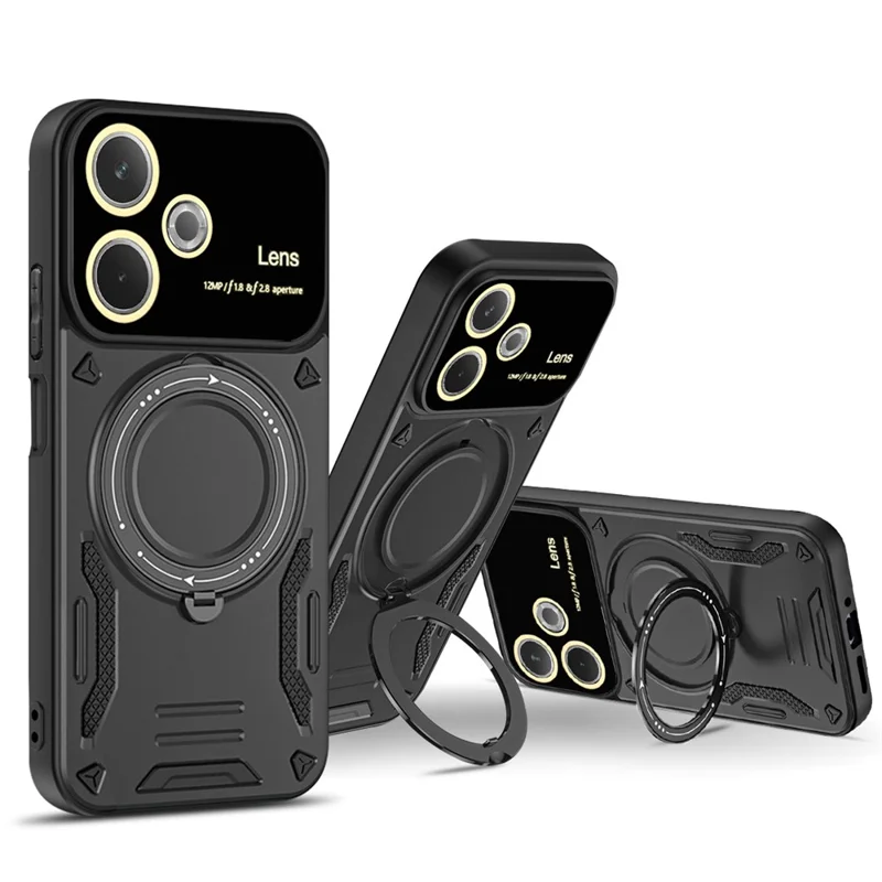 Phone Case For Oppo A5 Pro 4G (Global) / A5 Pro 5G (Global) / A5 Energy 5G (China) Rotating Magnetic Kickstand PC + TPU Cover - Black