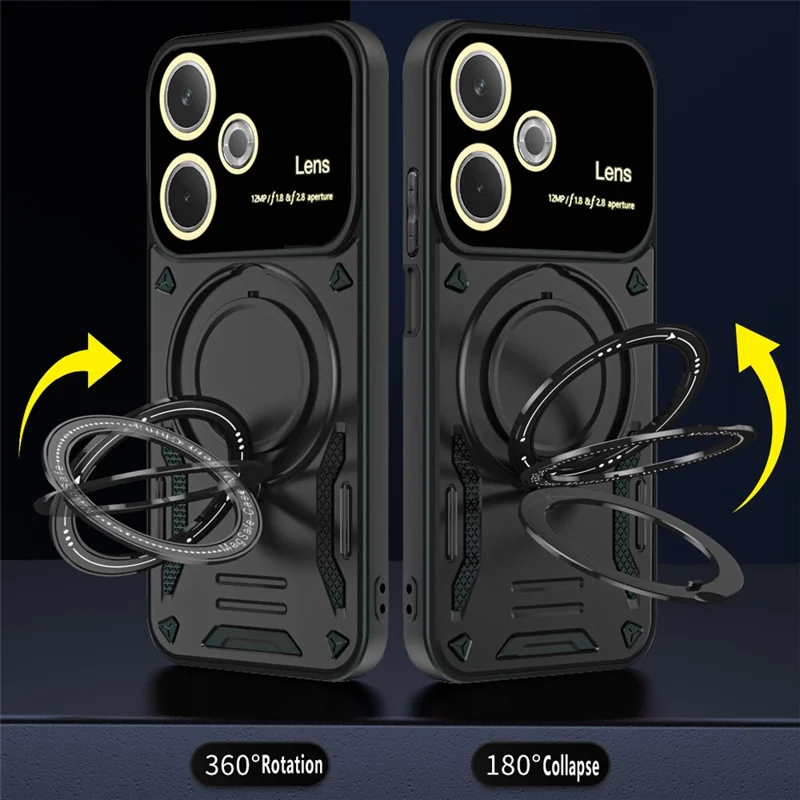 Phone Case For Oppo A5 Pro 4G (Global) / A5 Pro 5G (Global) / A5 Energy 5G (China) Rotating Magnetic Kickstand PC + TPU Cover - Black