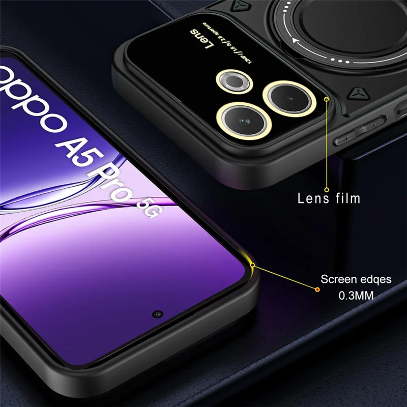 Phone Case For Oppo A5 Pro 4G (Global) / A5 Pro 5G (Global) / A5 Energy 5G (China) Rotating Magnetic Kickstand PC + TPU Cover - Black