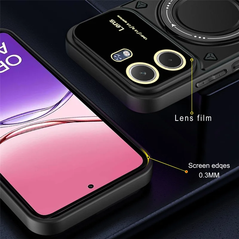 For Oppo A5x 4G / 5G Case Rotating Magnetic Kickstand PC + TPU Phone Cover - Black