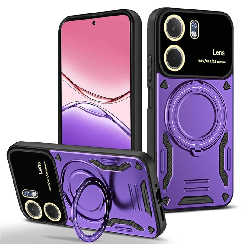 For Oppo A5x 4G / 5G Case Rotating Magnetic Kickstand PC + TPU Phone Cover - Purple