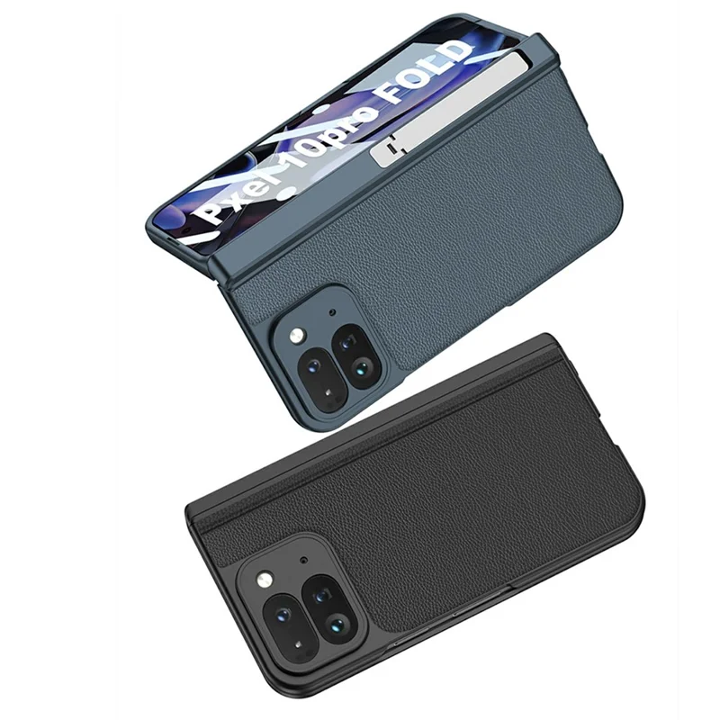 GKK For Google Pixel 10 Pro Fold Case Magnetic Hinge Side Kickstand Leather Coated PC Phone Cover with Tempered Glass Screen Film - Silver