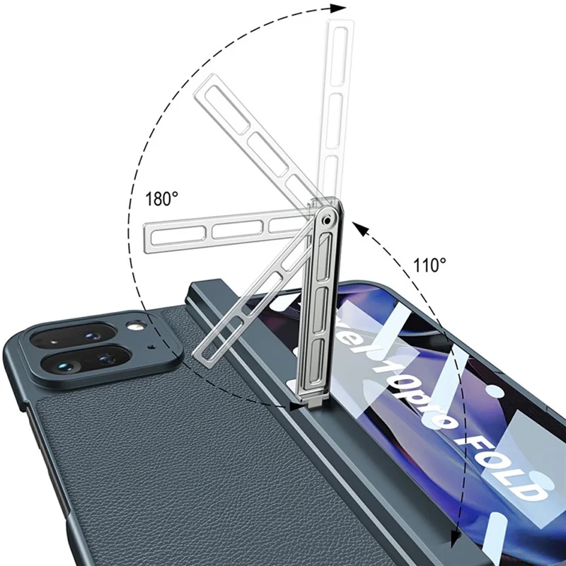 GKK For Google Pixel 10 Pro Fold Case Magnetic Hinge Side Kickstand Leather Coated PC Phone Cover with Tempered Glass Screen Film - Silver