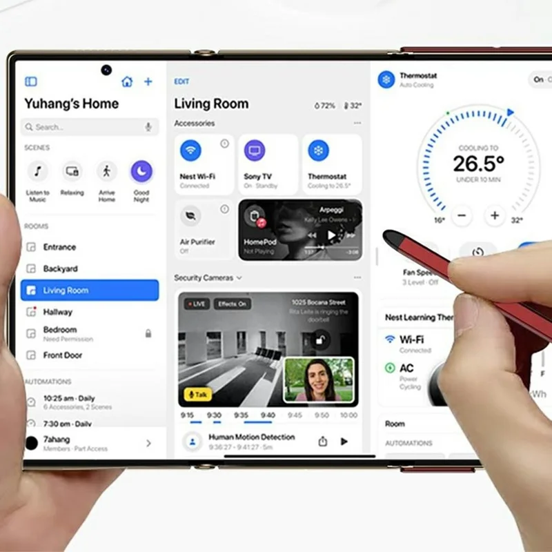 GKK For Huawei Mate XT Ultimate Case Kickstand Magnetic Dual Hinge Leather Coated PC Phone Cover with Stylus - Red