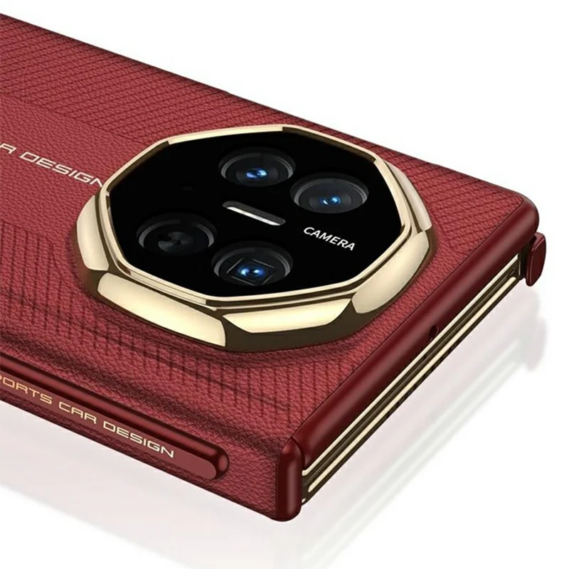 GKK For Huawei Mate XT Ultimate Case Kickstand Magnetic Dual Hinge Leather Coated PC Phone Cover with Stylus - Red