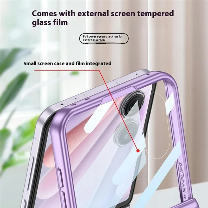 GKK For Honor Magic V Flip 2 Case Magnetic Hinge Ring Holder Kickstand PC Phone Cover with Rear Screen Protector - Purple