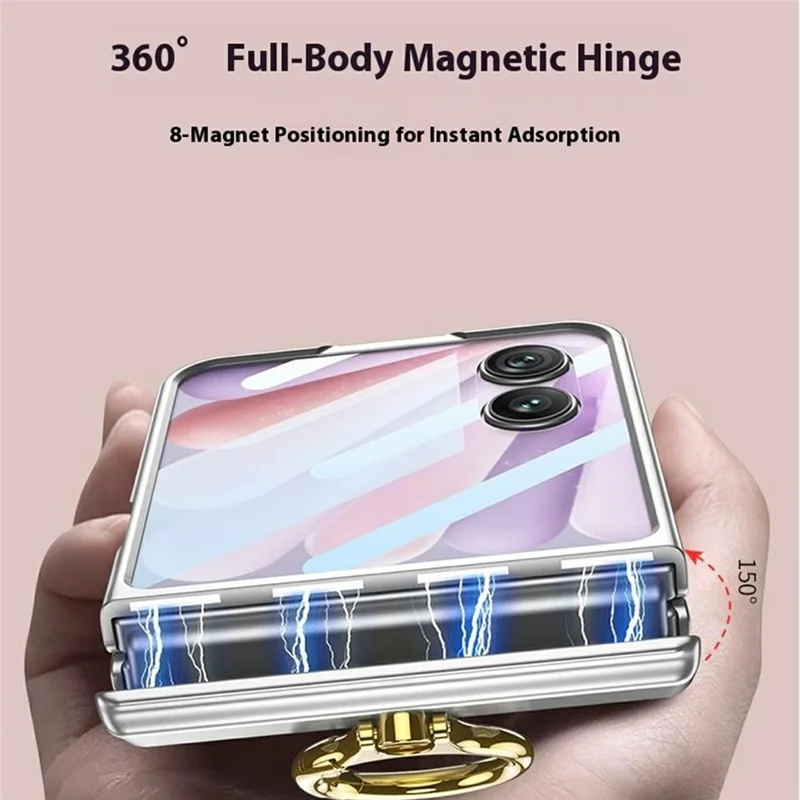 GKK For Honor Magic V Flip 2 Case Magnetic Hinge Ring Holder Kickstand PC Phone Cover with Rear Screen Protector - Purple