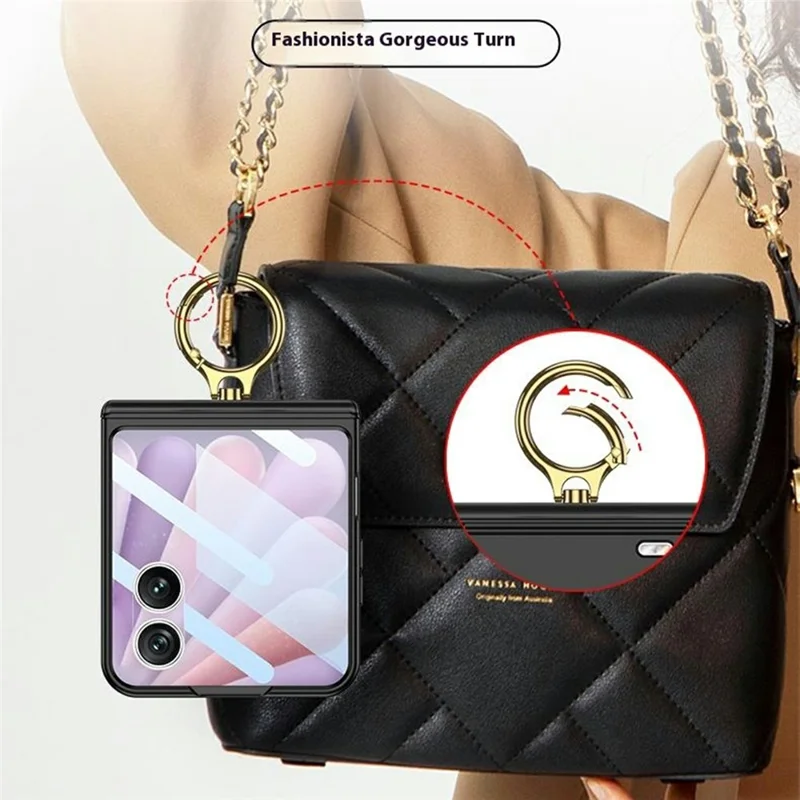 GKK For Honor Magic V Flip 2 Case Magnetic Hinge Ring Holder Kickstand PC Phone Cover with Rear Screen Protector - Purple