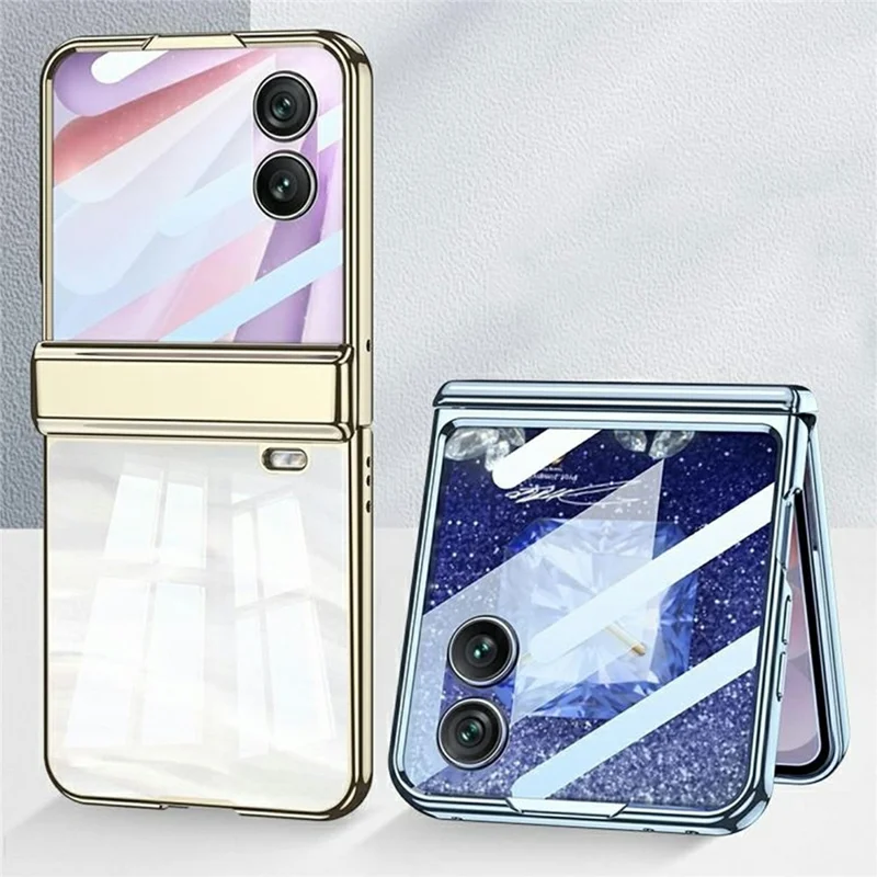 GKK For Honor Magic V Flip 2 Case Magnetic Hinge Electroplating Clear PC Phone Cover with Rear Screen Film - Silver