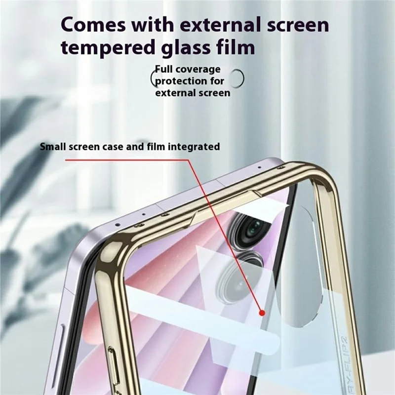 GKK For Honor Magic V Flip 2 Case Magnetic Hinge Electroplating Clear PC Phone Cover with Rear Screen Film - Silver