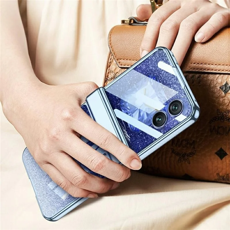 GKK For Honor Magic V Flip 2 Case Magnetic Hinge Electroplating Clear PC Phone Cover with Rear Screen Film - Silver