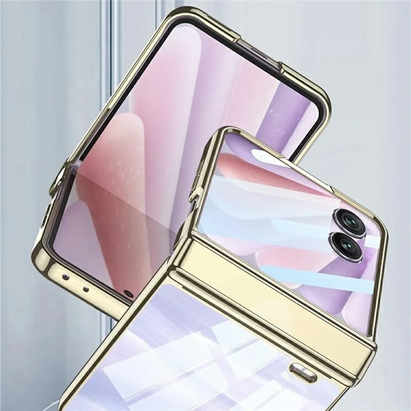 GKK For Honor Magic V Flip 2 Case Magnetic Hinge Electroplating Clear PC Phone Cover with Rear Screen Film - Silver