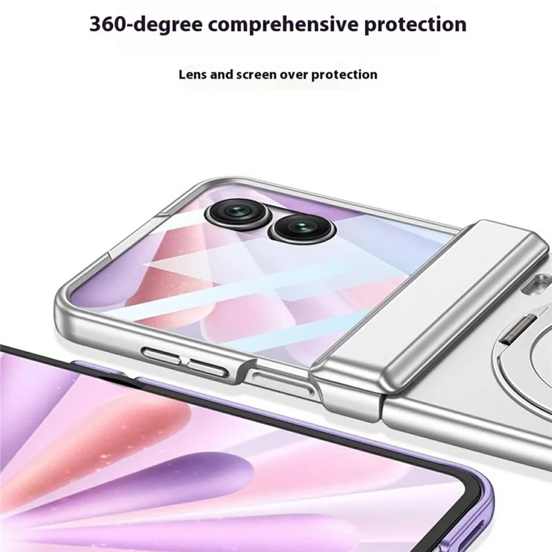 GKK Etui na Honor Magic V Flip 2 z magnesem, obrotowe pierścienie podpórki, pokrywa PC z tylną folią ochronną - Czarny