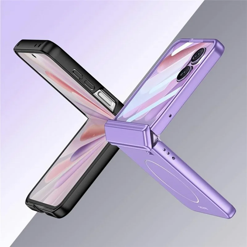 GKK For Honor Magic V Flip 2 Magnetic Case Magnetic Hinge PC Phone Cover with Rear Screen Film - Silver