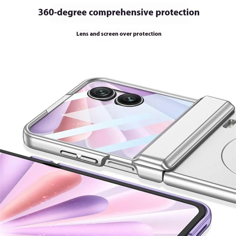 GKK For Honor Magic V Flip 2 Magnetic Case Magnetic Hinge PC Phone Cover with Rear Screen Film - Silver