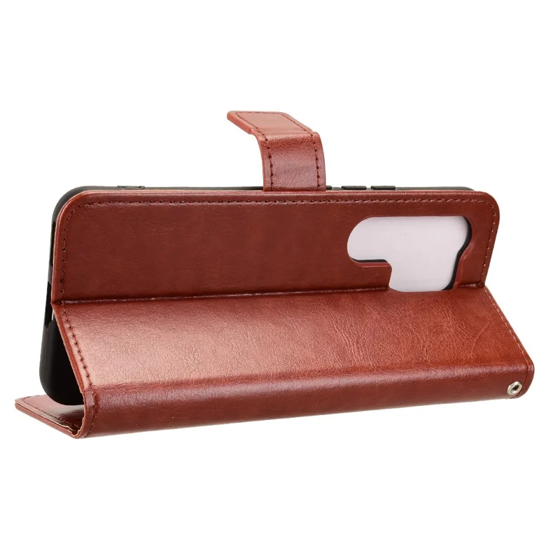 Futerał z premium skórzanego PU dla itel Super 26 Ultra z paskiem, tekstura Crazy Horse, etui portfelowe na telefon - brązowy