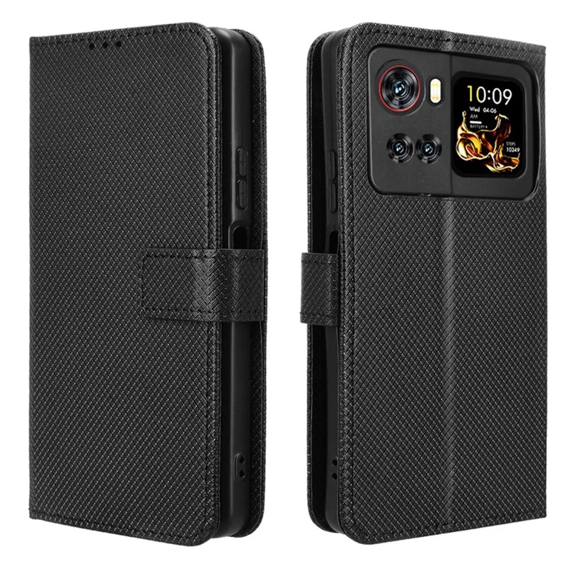 Voor Cubot X100 Lederen Portemonnee Hoesje met Bandje Diamantstructuur Telefoonhoes - Zwart