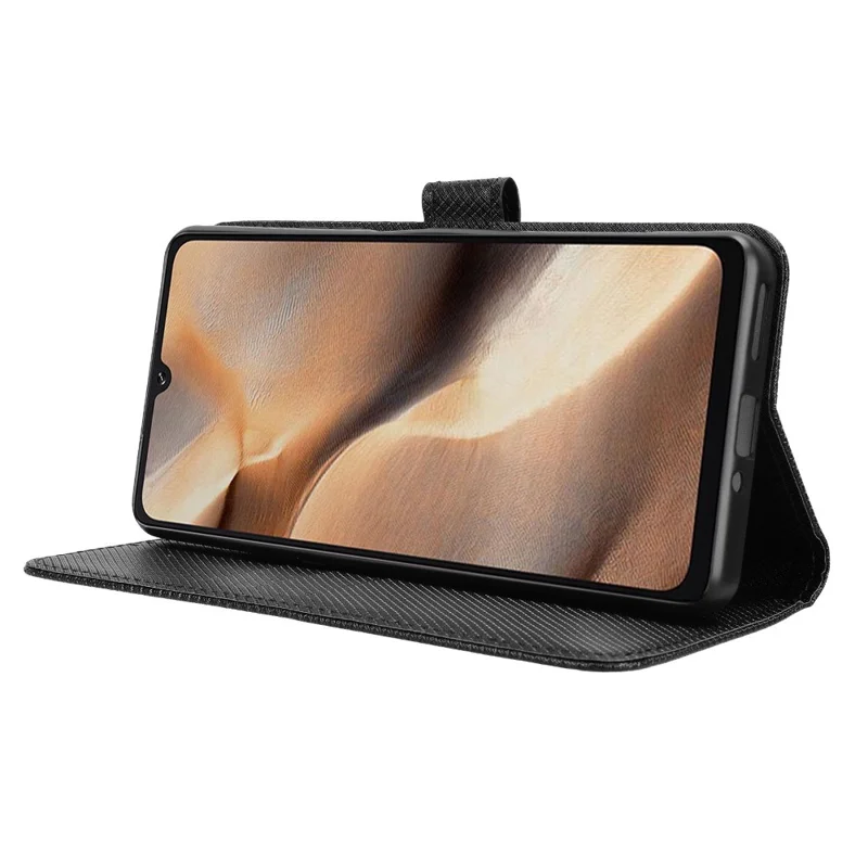 Voor Cubot X100 Lederen Portemonnee Hoesje met Bandje Diamantstructuur Telefoonhoes - Zwart