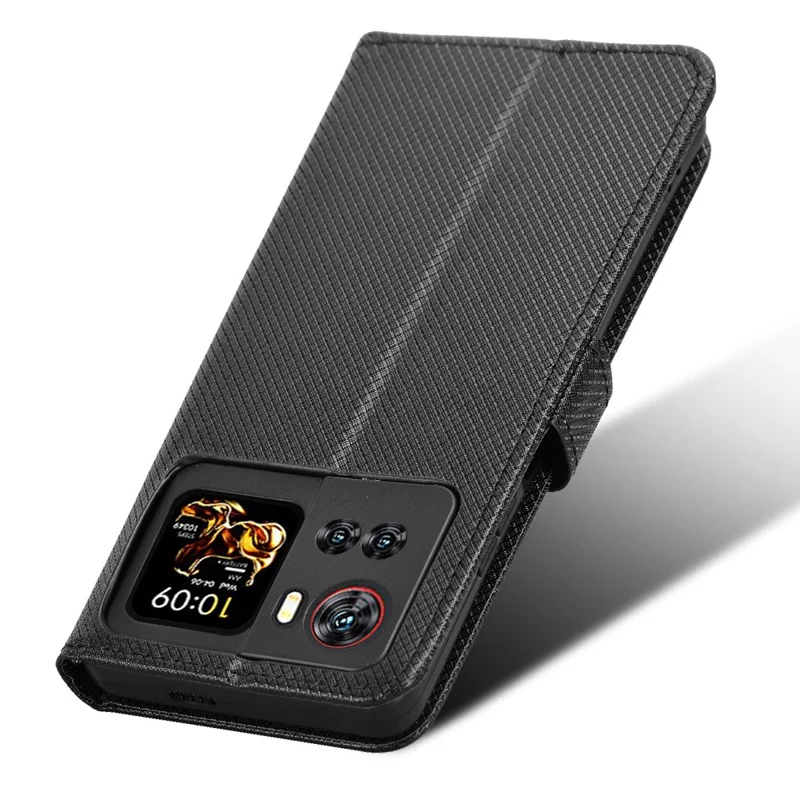 Voor Cubot X100 Lederen Portemonnee Hoesje met Bandje Diamantstructuur Telefoonhoes - Zwart