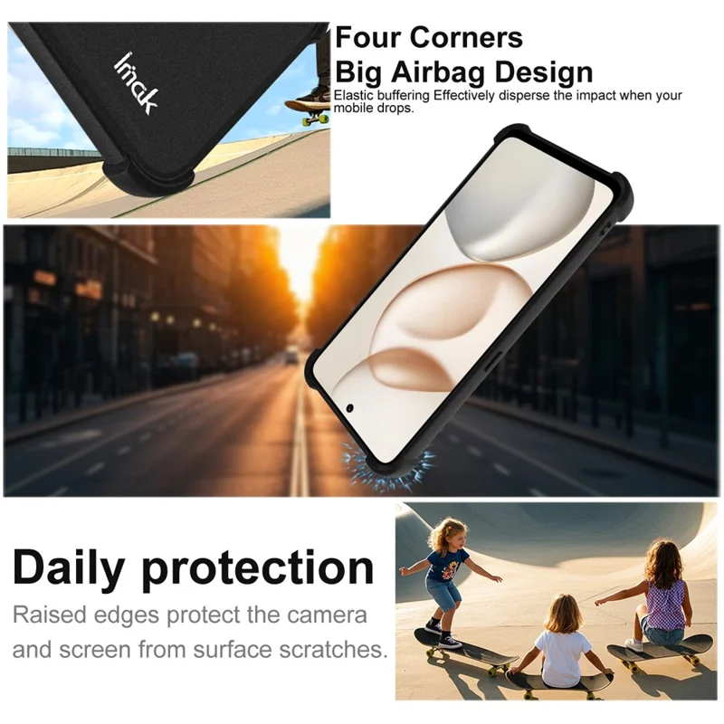 IMAK TPU Case for Honor 400 Smart 5G / 4G / X7d 5G / 4G Airbag Shockproof Protection Phone Cover - Matte Black