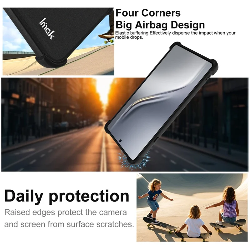 IMAK لجهاز TECNO Camon 40 4G غطاء واقي من مادة TPU مقاوم للصدمات مع وسادة هوائية - أسود غير لامع