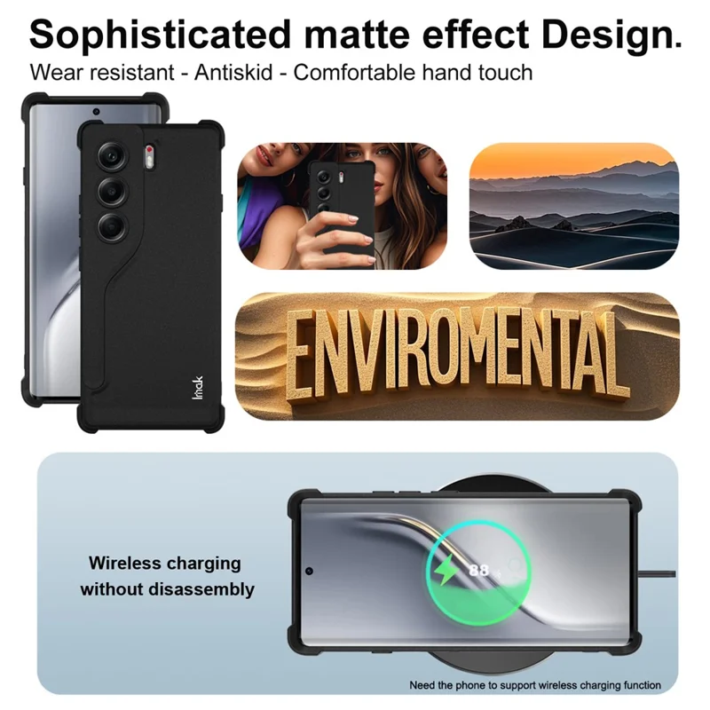 IMAK For TECNO Camon 40 Pro 4G Case TPU Phone Cover Airbag Shockproof Protection - Matte Black