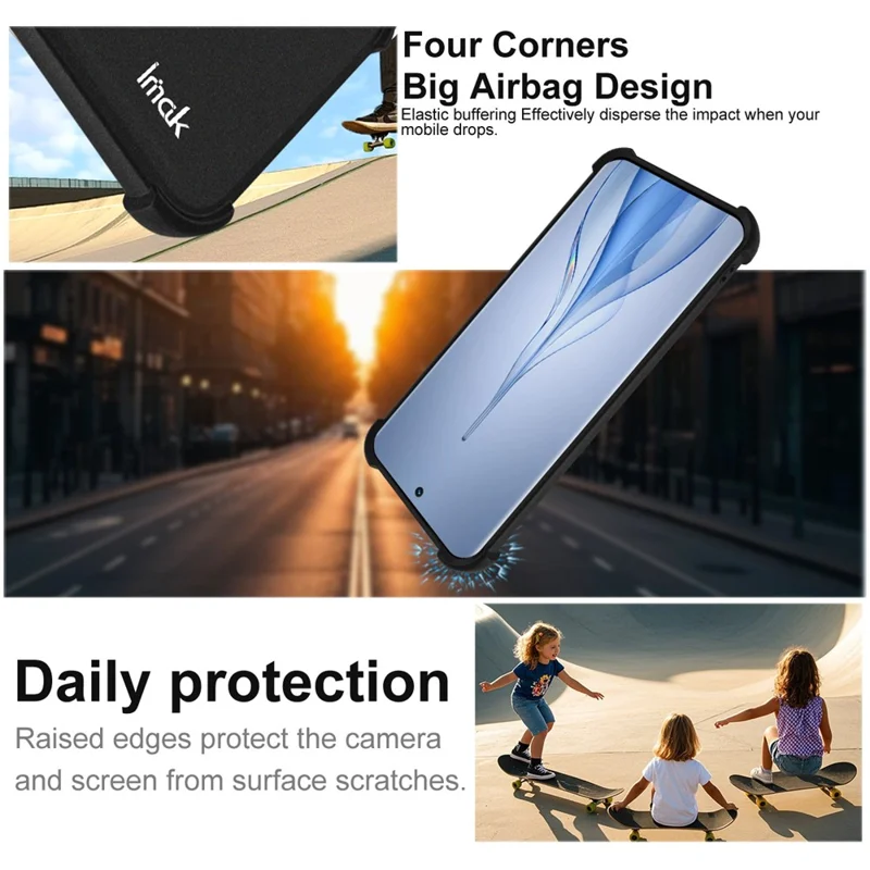 IMAK For TECNO Spark Slim 4G / Pova Slim 5G Case TPU Phone Cover Airbag Shockproof Protection - Matte Black