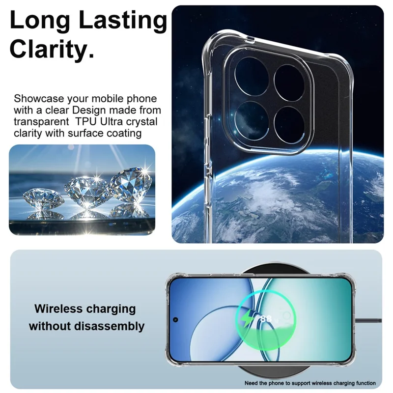 IMAK For Xiaomi 15T Case TPU Phone Cover Airbag Shockproof Protection - Transparent