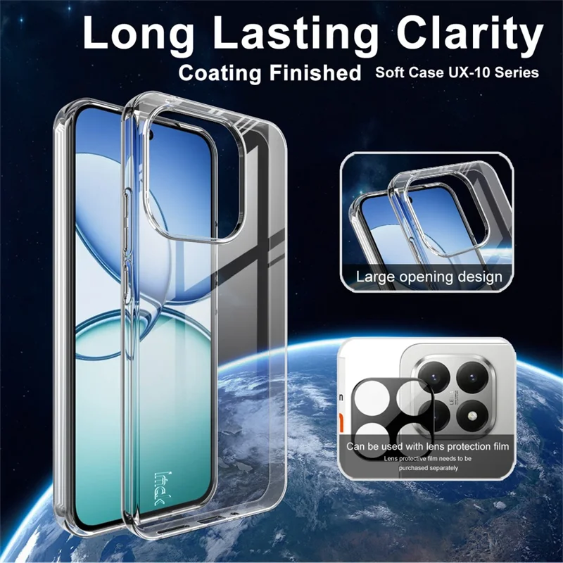 IMAK UX-10-serie till Xiaomi 15T genomskinlig mobilskal mjuk TPU bakplatta