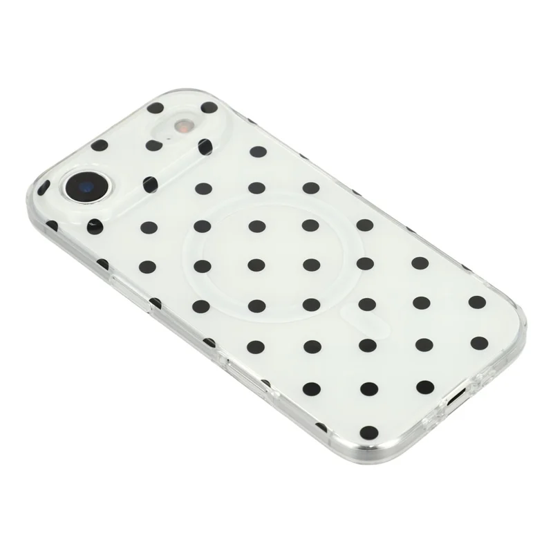 For iPhone Air Case Polka Dot Pattern TPU + PC Phone Cover Compatible with MagSafe - Black