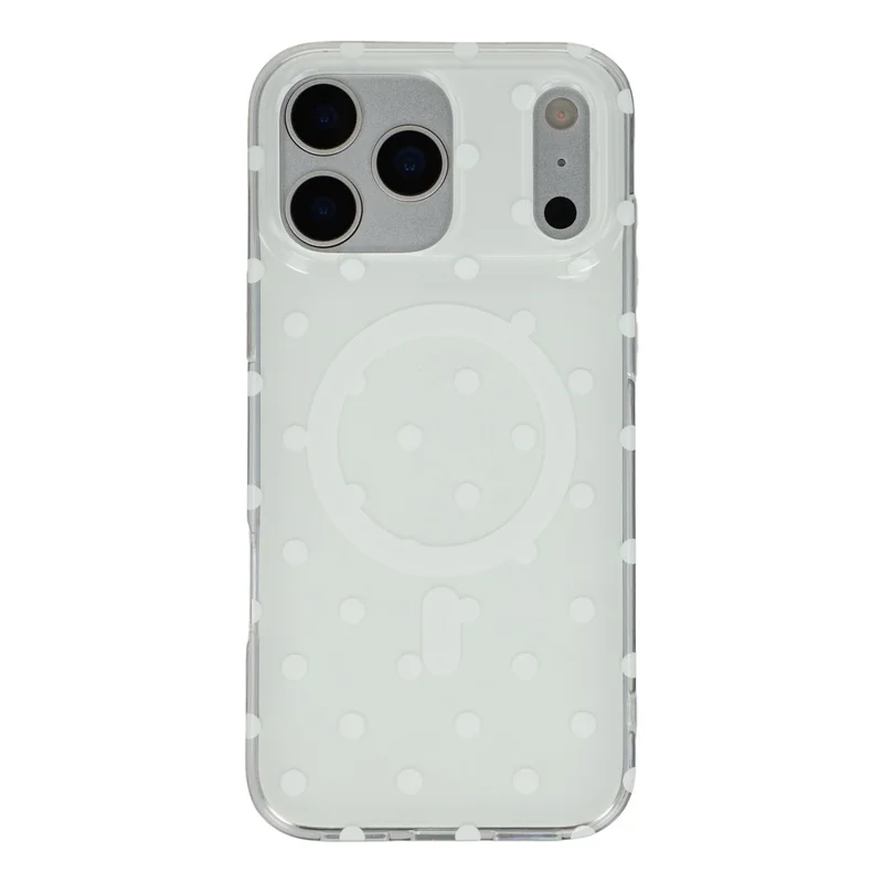 For iPhone 17 Pro Case Polka Dot Pattern TPU + PC Phone Cover Compatible with MagSafe - White