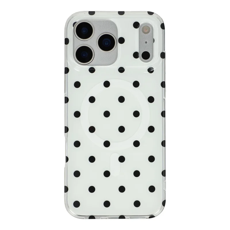 For iPhone 17 Pro Case Polka Dot Pattern TPU + PC Phone Cover Compatible with MagSafe - Black