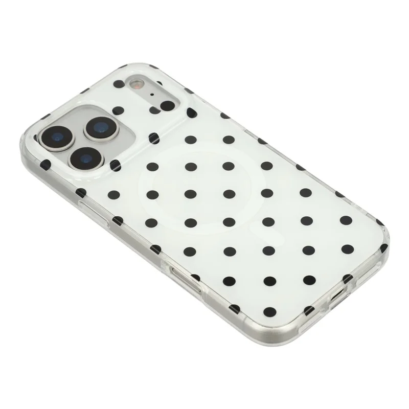 For iPhone 17 Pro Case Polka Dot Pattern TPU + PC Phone Cover Compatible with MagSafe - Black