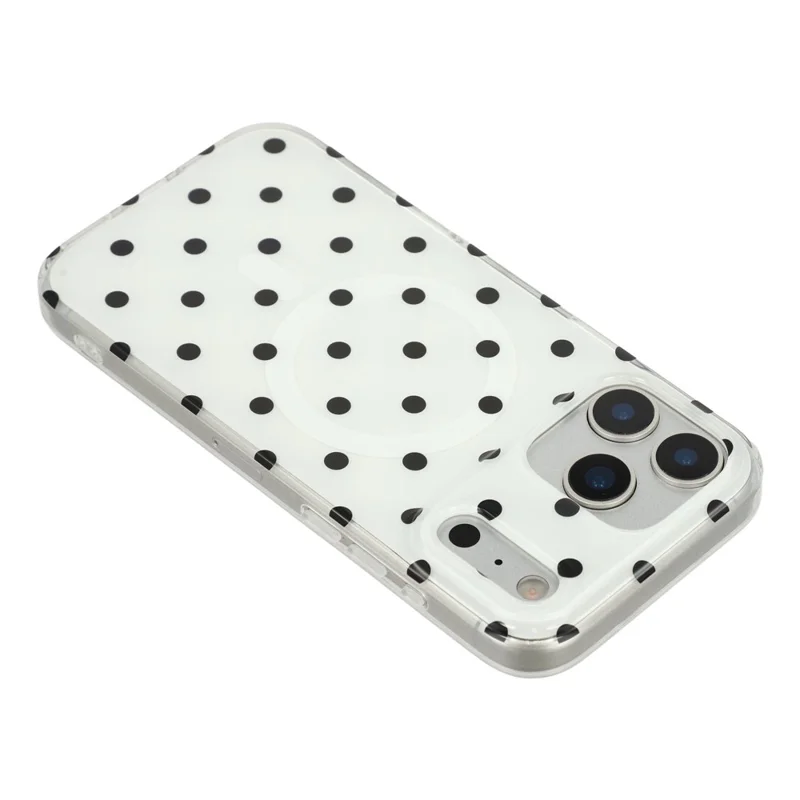 For iPhone 17 Pro Case Polka Dot Pattern TPU + PC Phone Cover Compatible with MagSafe - Black